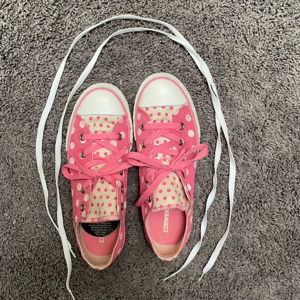 Converse size 4 pink and white sneakers